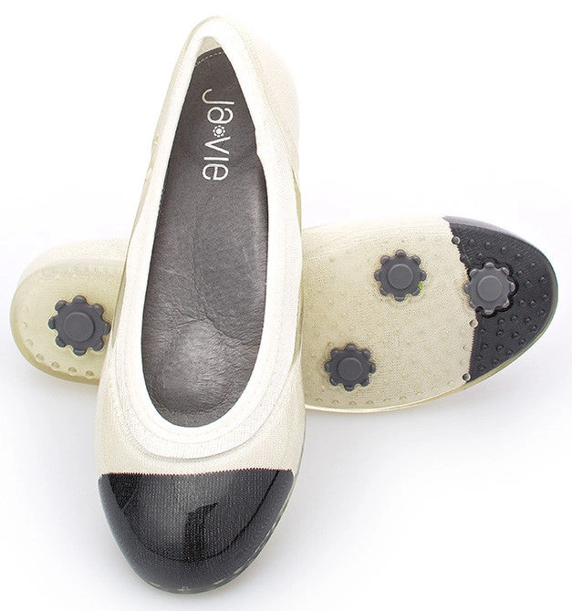Ja-Vie Black Cap/White Jelly Flats: Effortless Chic & Comfy Shoes